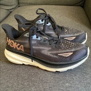 Hoka Black and Pink Athletic Shoes